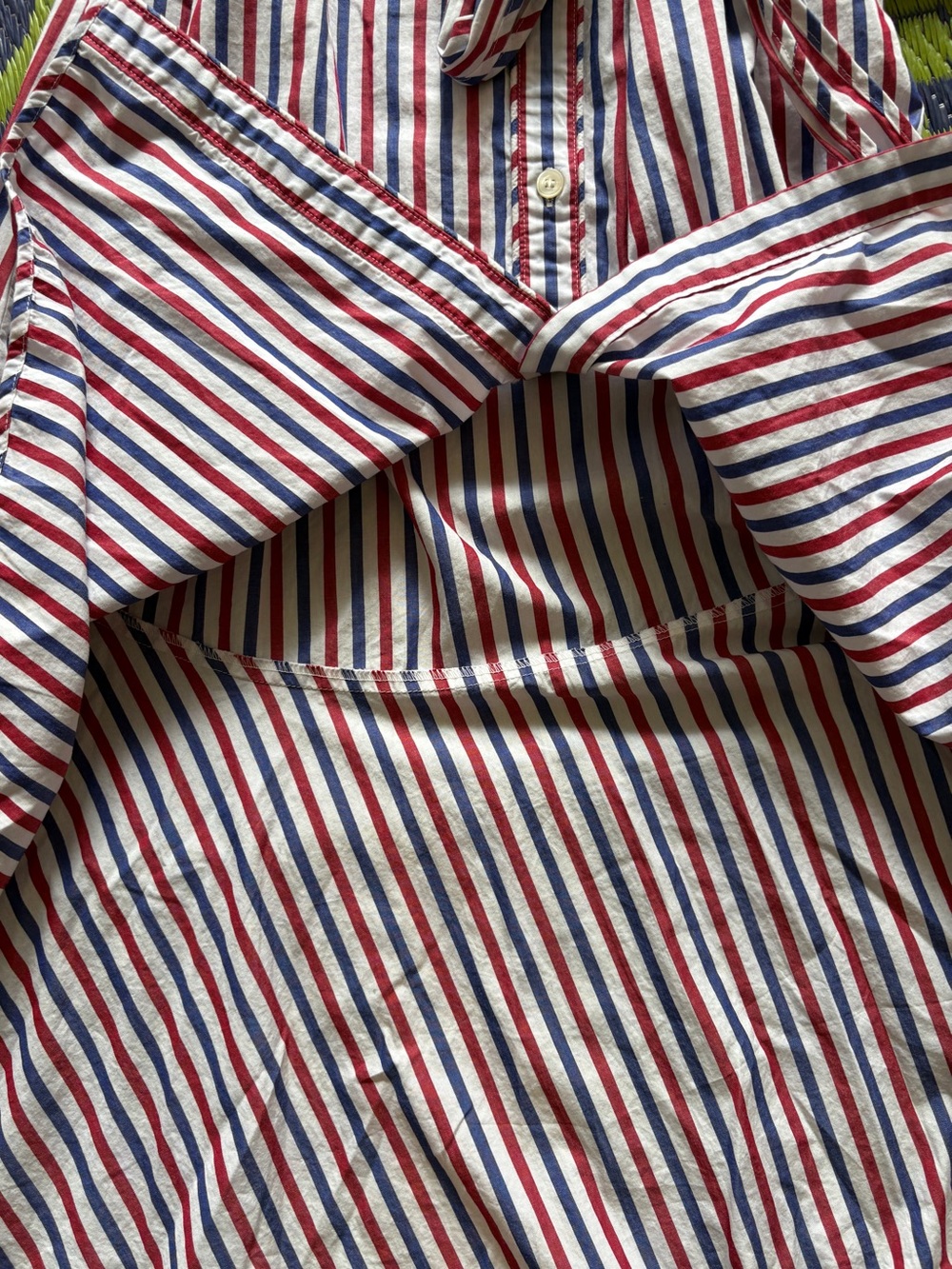 J. Crew Striped Tie Waist Cotton Shirt Midi Dress Size 4 Blue Red White Casual - Picture 9 of 11